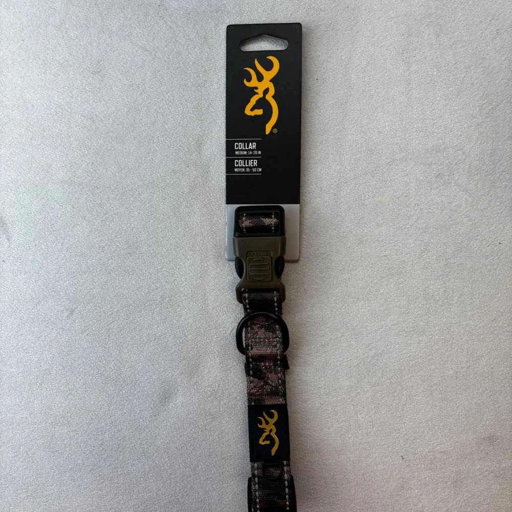 Browning Dog Collar Pet Medium Camo Reflective Locking Buckle 14-20in MD4230658